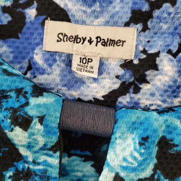 Shelby & Palmer Floral Flare Mini Dress Size 10P Blue Black Green - Picture 5 of 7